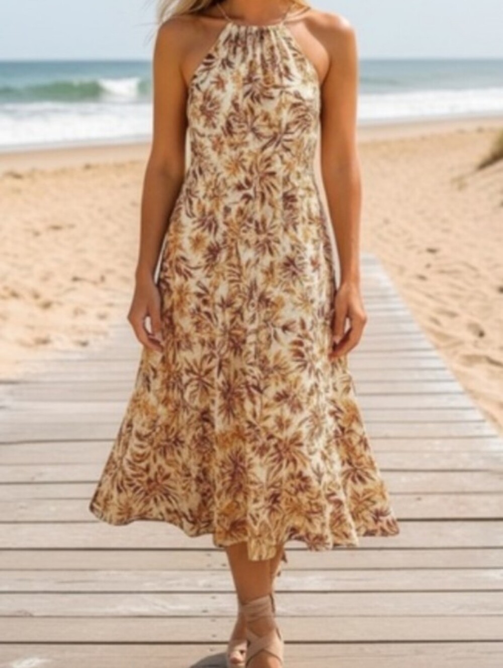 Joie Floral Halter Maxi Dress Large NEW
